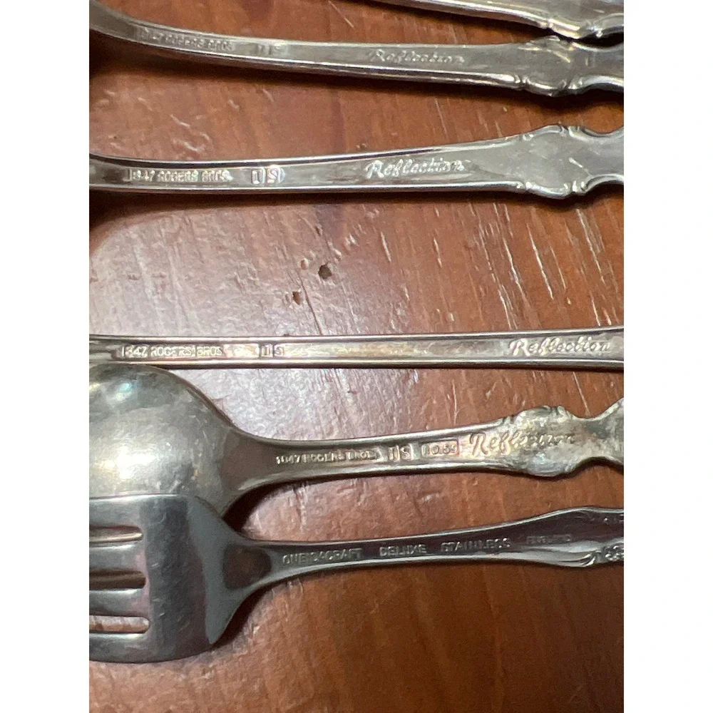 1847 Rogers Bros Reflection‎ Silverplate Flatware Set 7pc Assorted Spoons Forks